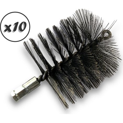 Lot de 10 Brosses à tube PRO ACIER Ø 140 mm Raccord M12175 femelle Ame en acier torsadé Nettoyage brossage tube et canalisation Kibros 41SCA140x10
