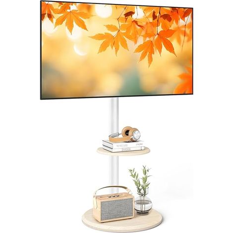 Support TV sur Pied avec Roues Cachées pour TVs de 32 à 65 Pouces Support TV roulettes Blanc Réglable en Hauteur et Inclinaison Porte jusqu'à 40 kg VESA Max 400x400mm (1/5)