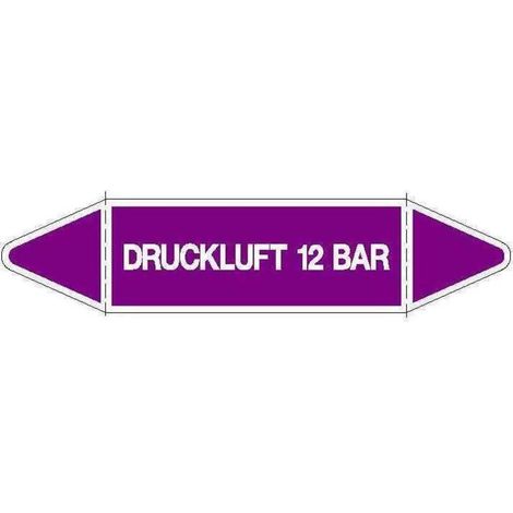 Klebeschild VW Druckluft 12 bar, Deutsch, 70 x 18
