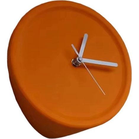 Horloge murale décorative orange pour salon, idéale pour la maison. (1/5)