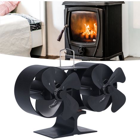 Ventilateur de cheminée à double tête et huit pales pour cheminées à bois. (1/5)