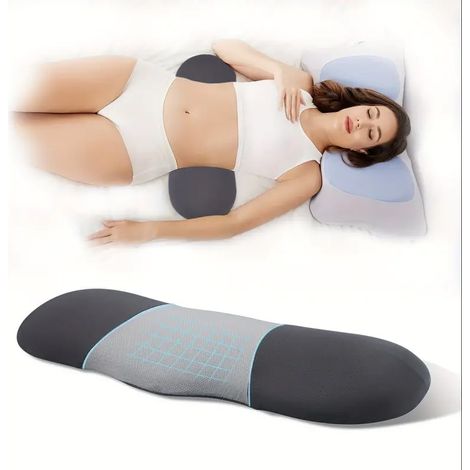 Oreiller lombaire ergonomique en forme d'os en gris foncé et clair, oreiller de soutien lombaire en mousse à mémoire de forme pour s'allonger au lit, oreiller de soutien soulageant la pression contre (1/5)
