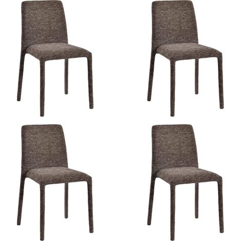 Lot de 4 chaises empilables confortables en tissu moutarde OTTO Casita (1/2)