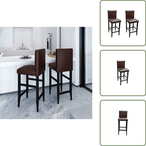Barhocker 2 Stk. Dunkelbraun Kunstleder - Barhocker - Küchenhocker - Esszimmerstühle - Hochstühle - Wohnzimmerdeko (1/5)