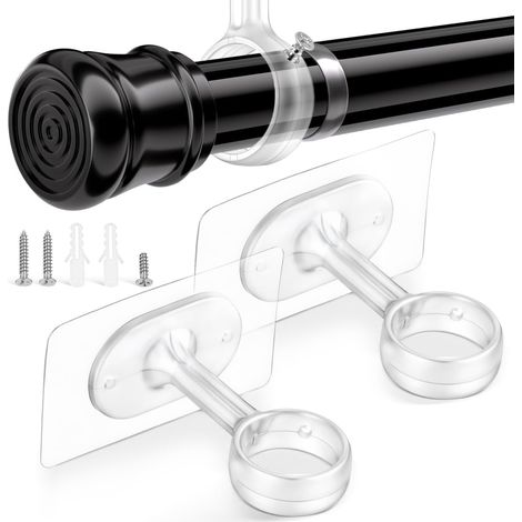 Lot de 2 Support Tringle Rideau sans Perçage Plafond Transparent (1/5)