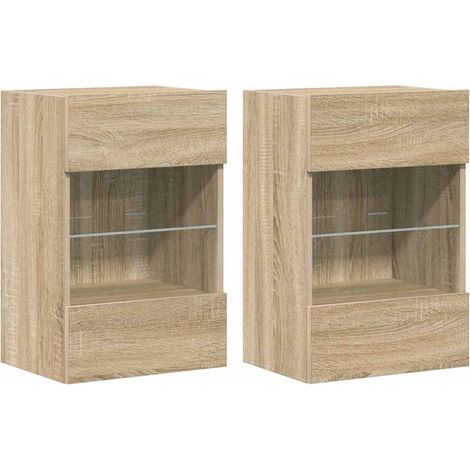 Maison Exclusive - Mobili da parete con luci LED per TV 2pz Rovere Sonoma 40x30x60,5 cm