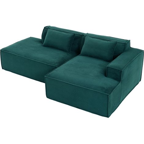 Divano in tessuto 235 cm con 2 cuscini e molle insacchettate verde retrò HOMVRA (1/5)