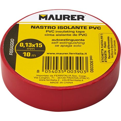 NASTRO ISOLANTE PVC ROSSO MAURER 25MTX19MM SP.0,13MM