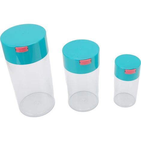 Lot de 3 Bocaux Hermétiques Transparents 2100ml 1100ml 400ml en Plastique Sous Vide pour Fruits Secs, Grains de Café et Thé (1/5)