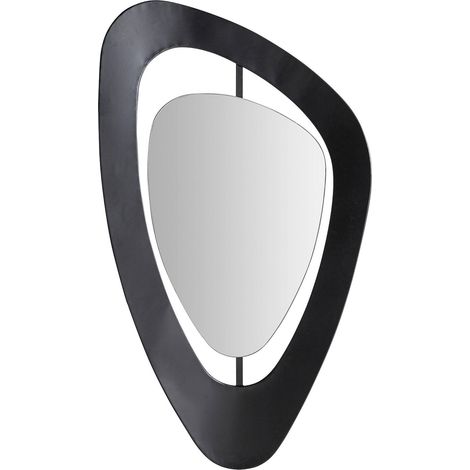 Miroir art déco noir finition vieilli fer et bois raffiné - Noir finition vieilli bronze bois clair (1/3)