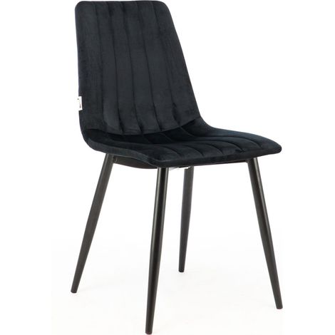 MaxxHome Silla de Comedor Terciopelo/Tela - Negro - juego de 2 (1/5)