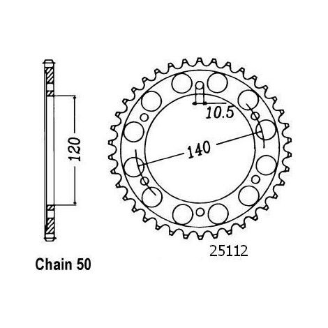 Couronne Acier Kawasaki - 530 - 48 Dents - Similaire JTR499 - Made in Germany