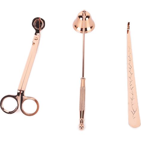 3-teiliges Kerzenzubehör-Set: Dochtschneider, Dochtlöscher, Dochtlöffel, Geschenkidee, Roségold (1/5)