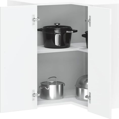 Küchen-Eckhängeschrank Porto Hochglanz-Weiß Holzwerkstoff