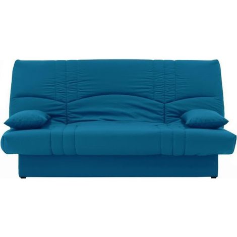 Les Tendances – Canapé convertible 3 places – Tissu bleu canard – Style contemporain – L 190 x P92 cm – Couchage confortable