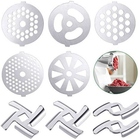 9 Pièces Accessoires Pour Hachoir à Viande Hachoir à Viande Alimentaire Hachoir à Viande Manuel Pièces De Meulage Machine à Farcir Les Saucisses Acier Inoxydable Annexe Mixeur (1/5)