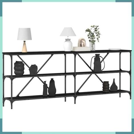 Table console - 863447 - Chêne noir - Bois d'ingénierie - Grand espace de stockage (1/5)