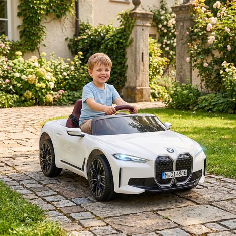 Coche Eléctrico para Niños 37-72 Meses Autorización BMW I4 con Control Remoto y Cinturón de Seguridad 115x67x45cm Blanco (1/5)