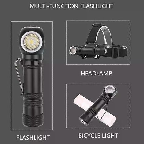 HONORNIC - Nouvelle lampe torche LED rechargeable XHP50 avec chargeur magnétique, éclairage frontal pour vélo et puissante lampe torche d'extérieur. Batterie intégrée. (1/3)