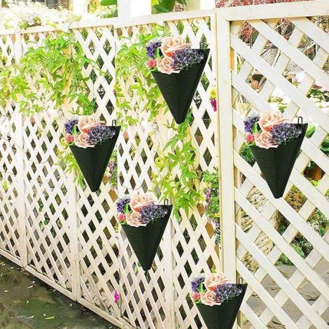 Sac De Jardin Mural - Feutre Renforcé - Design Triangulaire Avec Oeillets - Pour Intérieur Et Extérieur - Lot De 3 (1/5)