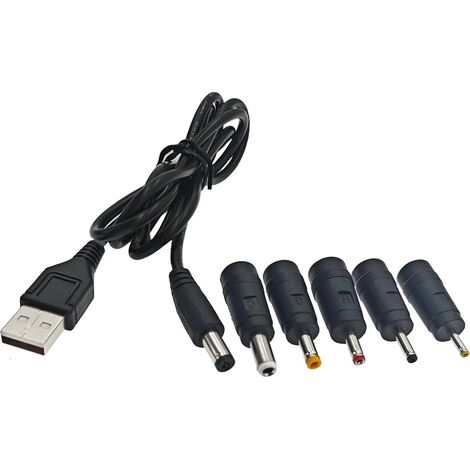 Universal USB to DC Power Cable, USB Charging Cable with 5 DC Connectors 2.5x0.7mm, 3.5x1.35mm, 4x1.7mm, 5.5x2.5mm, 3x1.0mm for Laptops, Routers, Keyboards (1/5)