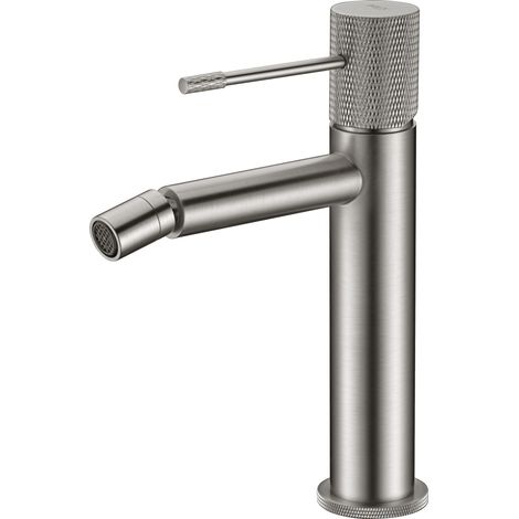 IMEX Serie LINE BDD038-2NQ – Monocomando-Bidetmischer aus Messing mit gebürsteter Nickel-Oberfläche Keramikcartusche Ø26 mm 2 flexible Schläuche 3-8 Höhe 200 mm Auslauf 130 mm