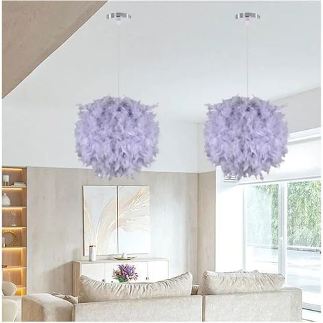 2pcs Lustre en Plume,Moderne Lampe Suspension Industrielle Style Edison pour Salon Chambre,ø30cm,Gris (1/4)