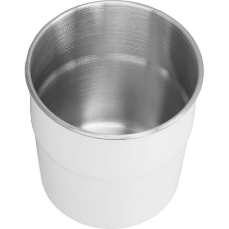 320 ml doppelwandiger, isolierter Edelstahlbecher, kleiner weißer Metall-Kaffeebecher, ideal für Zuhause und Camping. (1/5)