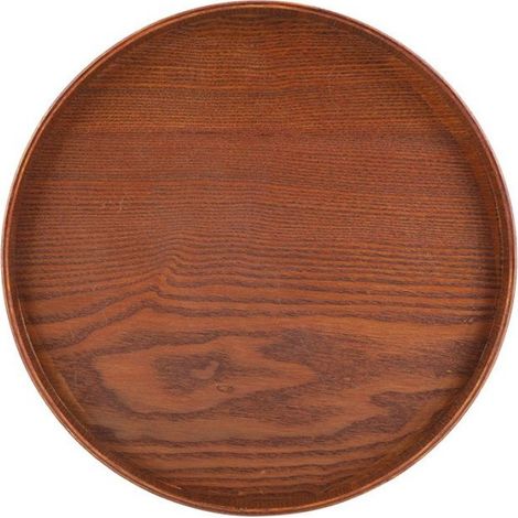 1 Plateau de service, Bois naturel, Rond 30 cm, Résistant à la pourriture, Pour intérieur et extérieur (1/5)