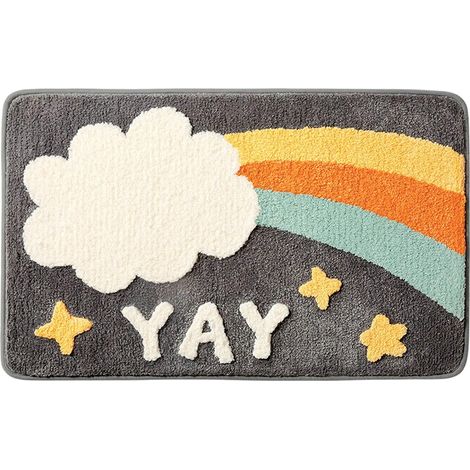 Tapis Salle de Bain Toilette Polyester, Tapis de Bain Antidérapant Lavable Machine Nuages Arc-en-Ciel Tapis de Salle de Bain Lavable en Machine 40x60cm (Nuages Arc-en-Ciel） (1/5)