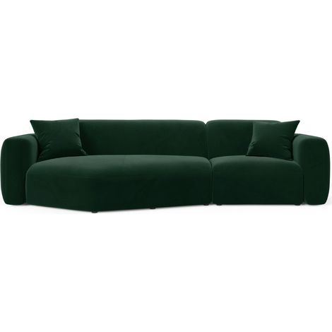 Canapé d'angle gauche modulable 3 places velours vert bouteille (1/4)