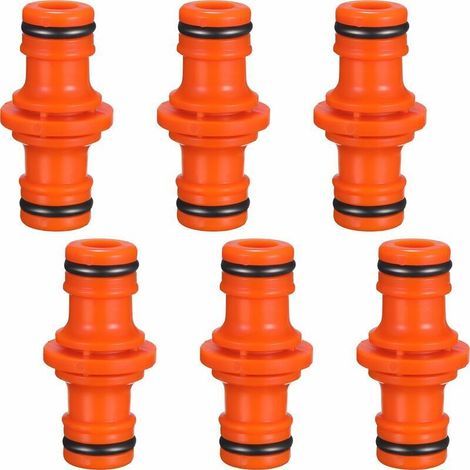 Lot de 6 raccords de tuyau double mâle pour raccord de tuyau d'arrosage (orange) (1/5)