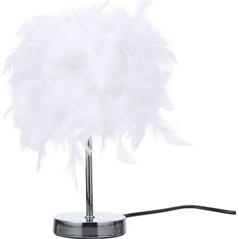 Abaodam Lampe de Table Décorative Abat-jour en Plumage Blanches (1/5)