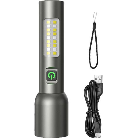 Lampe de poche de travail compacte, torches rechargeables à haut lumen - chargement USB en alliage d'aluminium LED Lumière de travail Zoom télescopique Outils d'éclairage portables