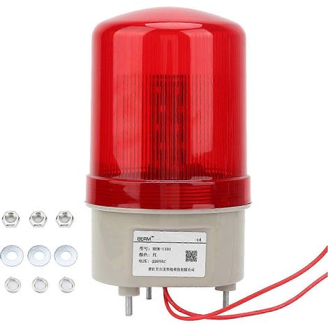 Luz de señalización intermitente giratoria de 220 V CA, luz de advertencia LED roja, 97 mm de diámetro, edición 0617