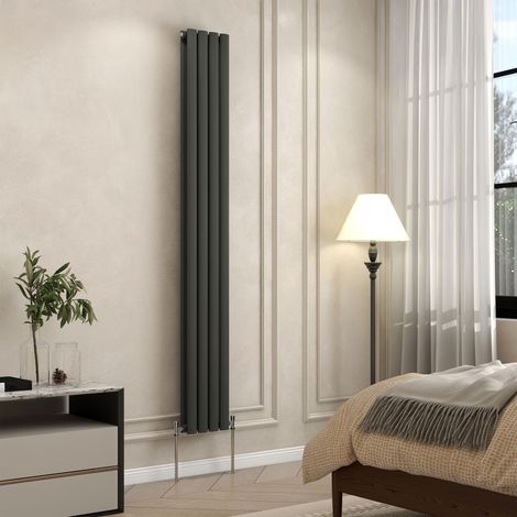 AVER-GROWTH Anthracite Radiator Vertical Oval Column Double Panel Rad 1800x236mm (1/5)