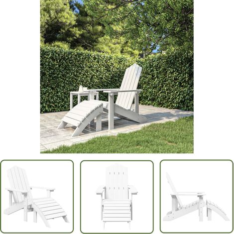 The Living Store Chaise de jardin Adirondack avec repose-pied PEHD Blanc - Chaise De Jardin - Chaise Adirondack - Mobilier De Jardin - Chaise Extérieure - Fauteuil De Jardin (1/5)