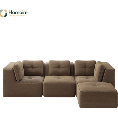 Pouf modulable marron en velours côtelé avec accoudoirs 297 x 177 x 69 cm HOMAIRE (1/5)