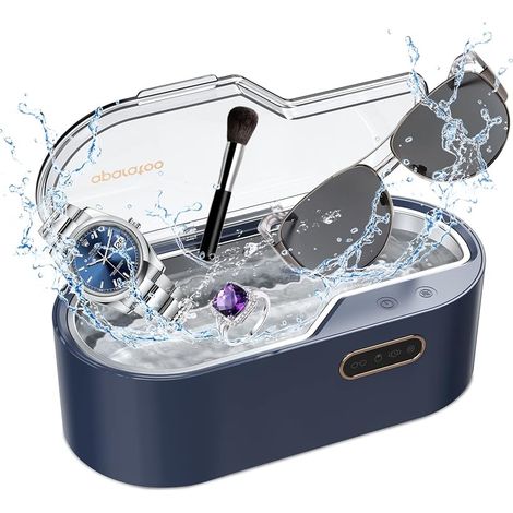 Nettoyeur à ultrasons, 450 ml, nettoyeur à ultrasons, 45 kHz, 4 modes de nettoyage de la minuterie pour lunettes, montres, boucles d'oreilles, prothèses dentaires, pièces de monnaie, bijoux, bagues (1/5)