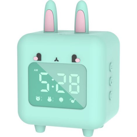 Naughty Rabbit Alarm Clock Kids Alarm Clock with Card Digital Alarm Clock LED Night Light for Girls Boys, Adjustable Volume Day and Night Snooze Alarm Clock Birthday Gift for Kids (1/5)