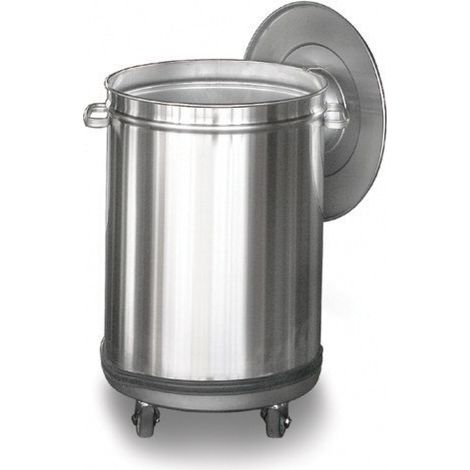 Poubelle inox sur roulettes 60 L