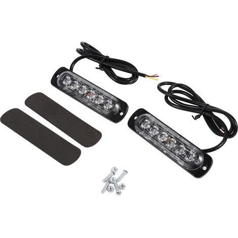 2 lampes 12V 6 LED gyrophare de secours pour voiture camion clignotant rouge bleu (1/5)
