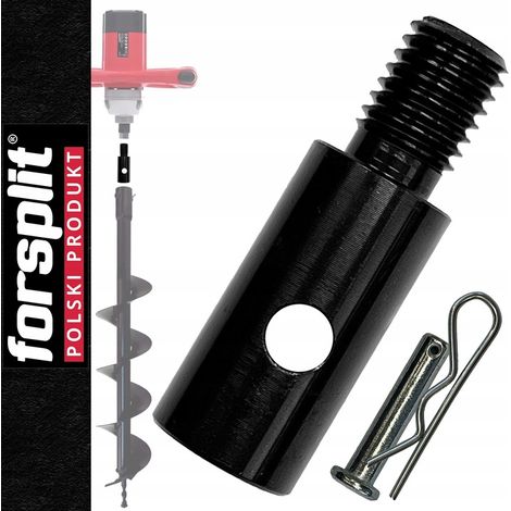 Adaptateur mélangeur M14 vers foret à sol 20 mm – Acier chromé haute résistance – Longueur 60 mm – Revêtement zingué noir
