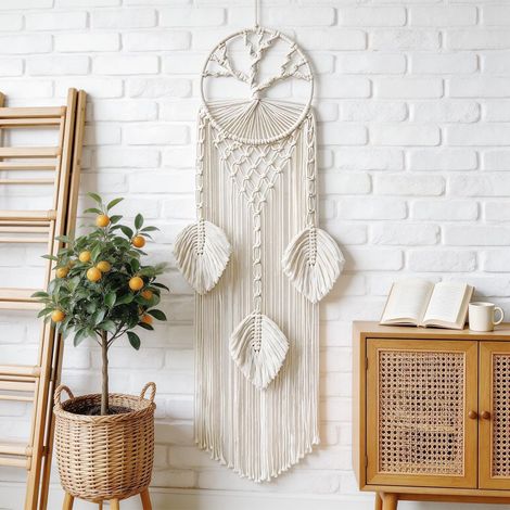 Atrapasueños colgante de pared, atrapasueños gigante, atrapasueños de macramé, que lleva la bendición de "proteger la belleza", adecuado para dormitorios, salas de estar y entradas (1/5)