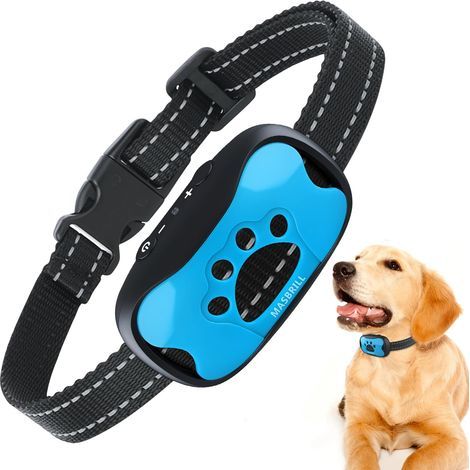 MASBRILL Antibellhalsband, 2 Modi (Ton/Vibration), 7 Empfindlichkeitsstufen, einstellbar und effektiv (Batterien und Ersatzbatterien enthalten), für mittelgroße und große Hunde