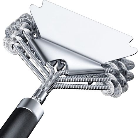 Cepillo y raspador de cerdas para barbacoa, accesorios para barbacoa al aire libre, cepillo de limpieza para barbacoa seguro de acero inoxidable de 43 cm (17 pulgadas), regalo ideal para hombres.
