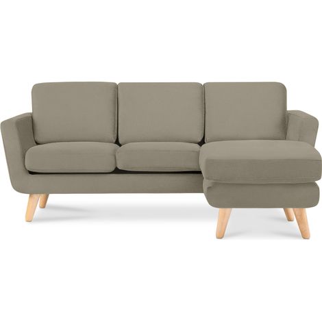 KONSIMO Ecksofa rechts mit Armlehnen und Gestell aus Massivholz "TAGIO", Beige, Stoff, Scandinavian, 190x78x151cm (1/4)
