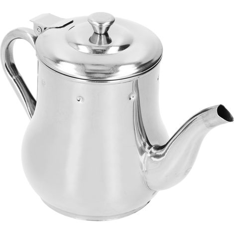Théière en acier inoxydable avec filtre, antirouille et durable, 500 ml, couleur naturelle, idéale pour les hôtels, restaurants et maisons. (1/5)