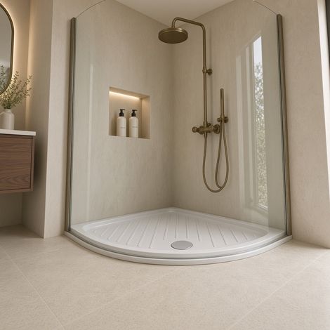 Piatto doccia semicircolare CERAMICA DOLOMITE 80x80 BIANCO LUCIDO H 7 cm con antiscivolo - GEMMA 2 (1/4)
