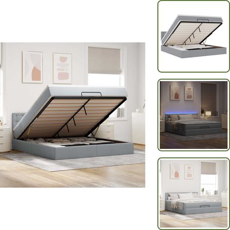 Luci a LED - vidaXL Pouf Letto con Materasso Grigio Chiaro 160x200 cm in Tessuto - Letto con testiera